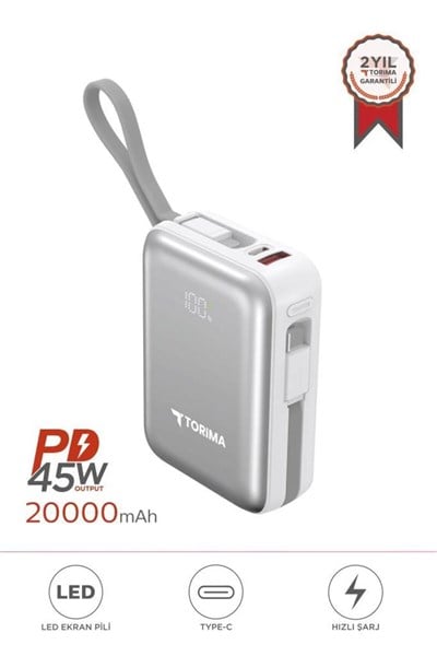 KOMPAKT TASARIM 20.000 MAH 45 W PD HIZLI ŞARJ POWERBANK