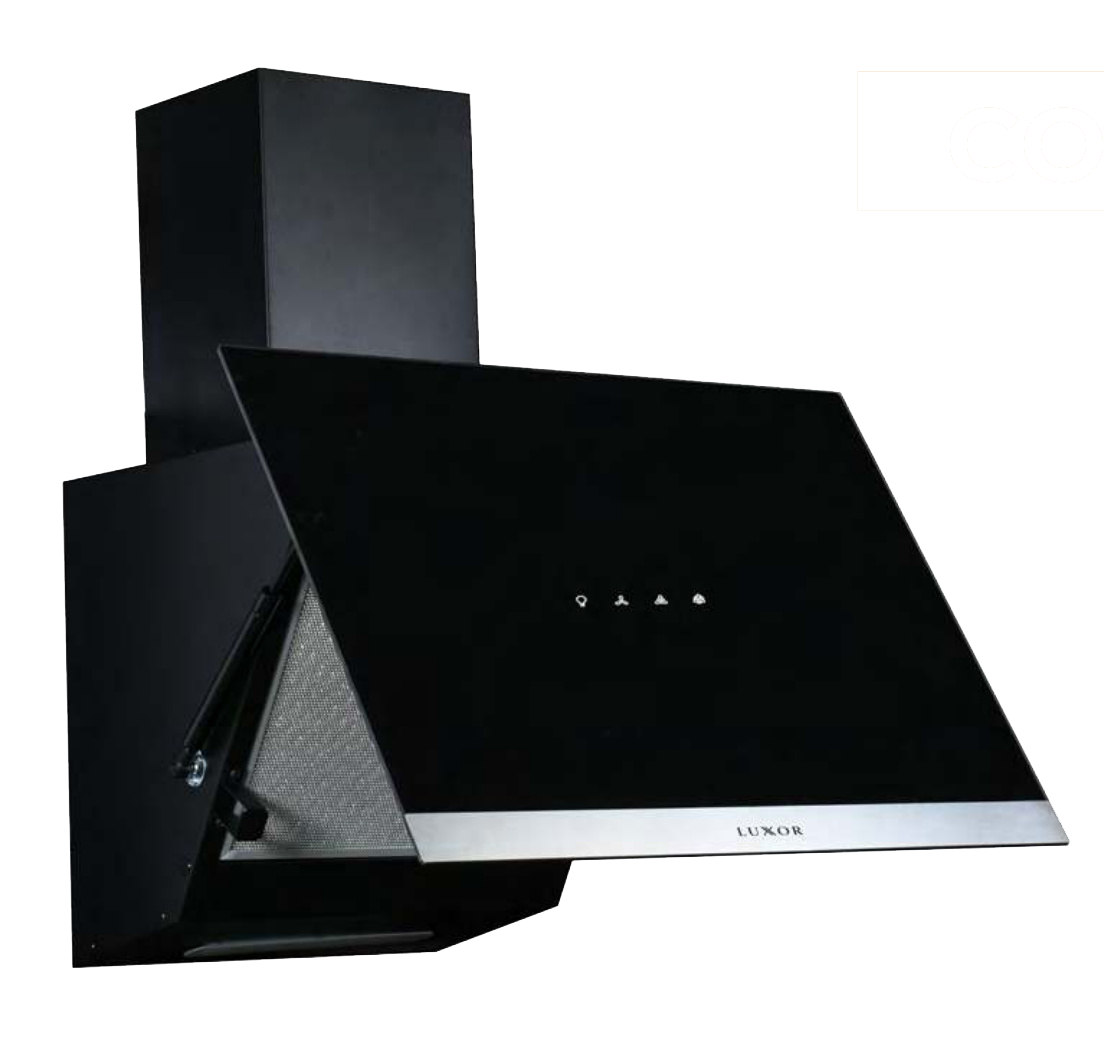 Luxor CORE DA650 siyah eğimli cam davlumbaz