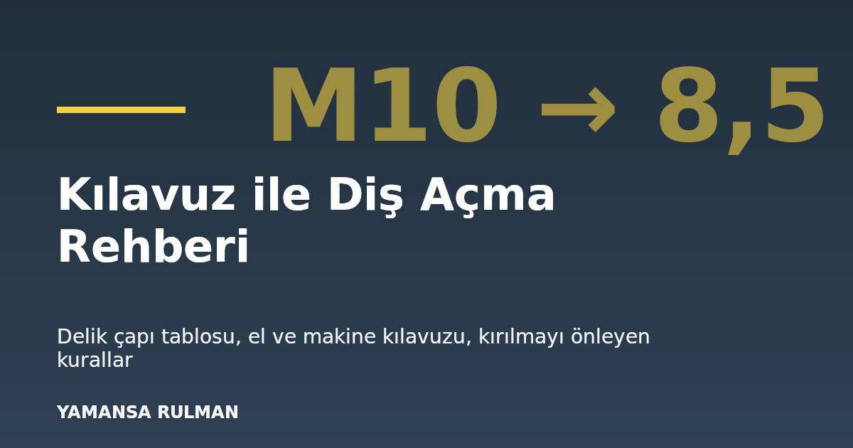 Metrik makine kılavuzu ile diş açma