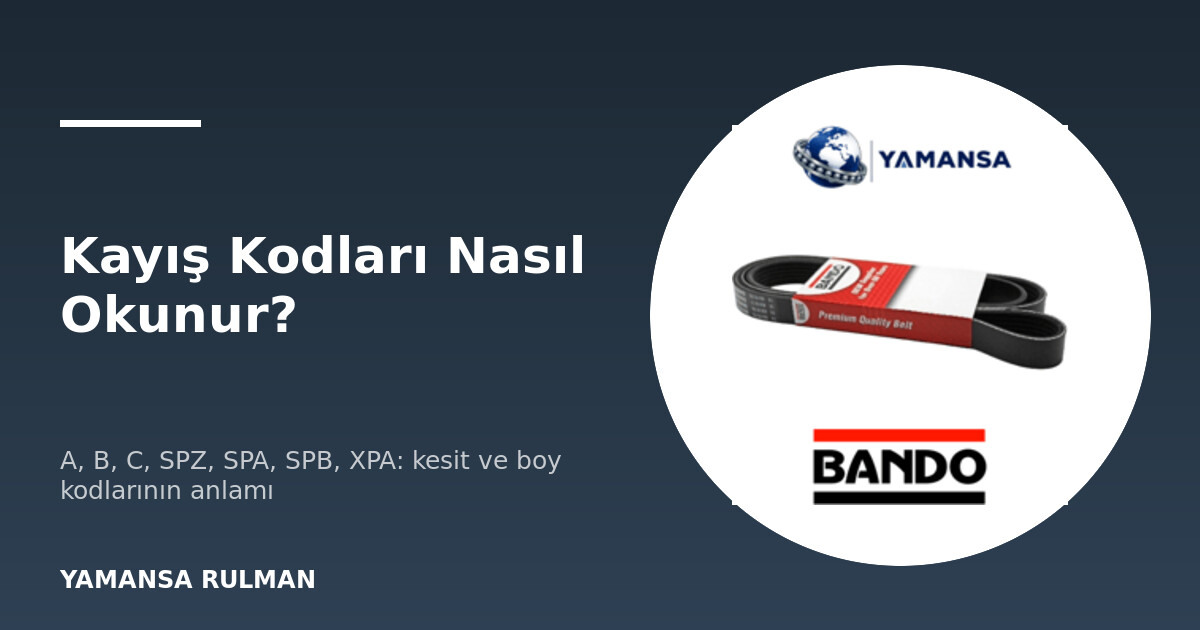 Farklı kesit kodlarına sahip V kayışları