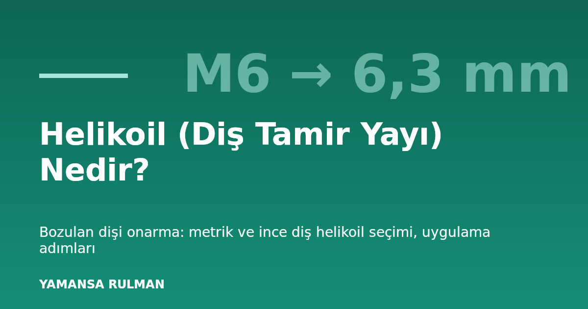 Helikoil diş tamir yayı ve takma aparatı