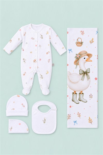 Exclusive Çizmeli Ördek  5'li Kız Tulum Set