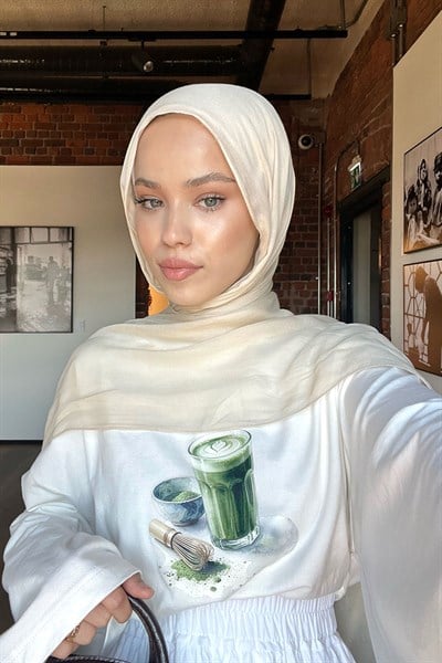 Ekru Matcha Baskılı Body