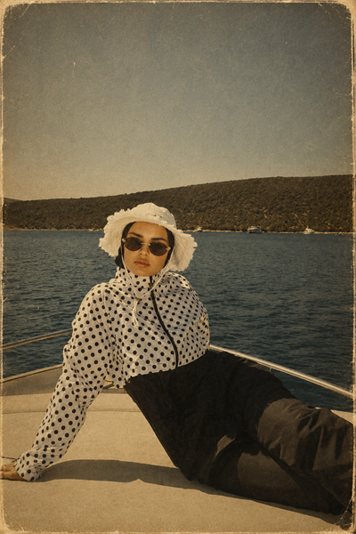 Siyah Puantiyeli Haşema - Bone Takım
