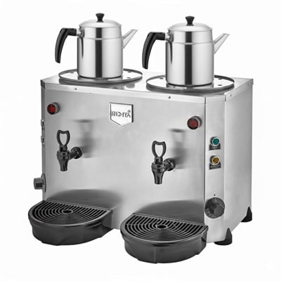 Remta Jumbo Çay Makinesi Çift Demlikli 9+9 Litre Elektrikli Gri | DE15