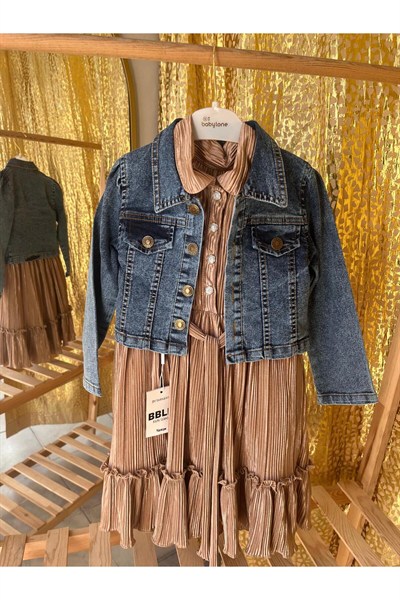 KOT CEKETLİ KIZ ÇOCUK POLYESTER ELBİSE