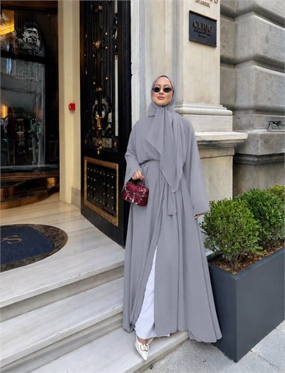 lena şallı abaya gri