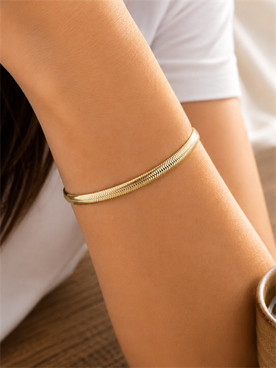 CM 14K Yassı Zincir Yılan Model Gold Bileklik