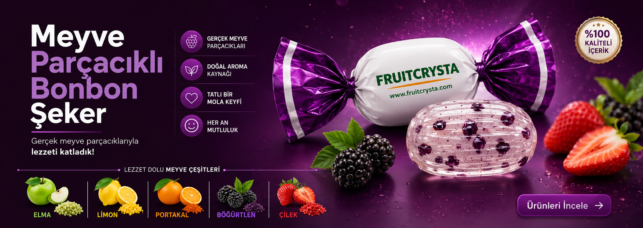 Meyve Parçacıklı Bonbon Şeker