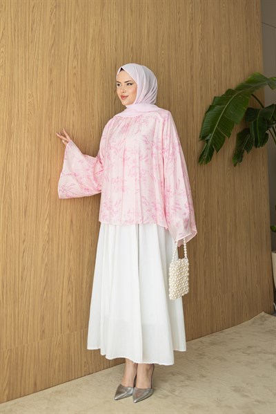 İnce Keten Bluz | Pembe