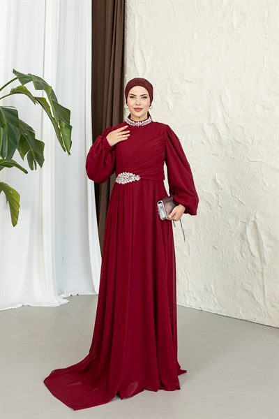 Zümrüt Abiye | Bordo