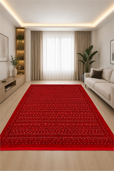 Afgan Bordo Makine Dokuma Vintage Salon Oturma Odası Halısı