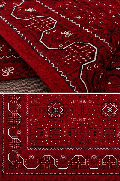Afgan Bordo Makine Dokuma Vintage Salon Oturma Odası Halısı