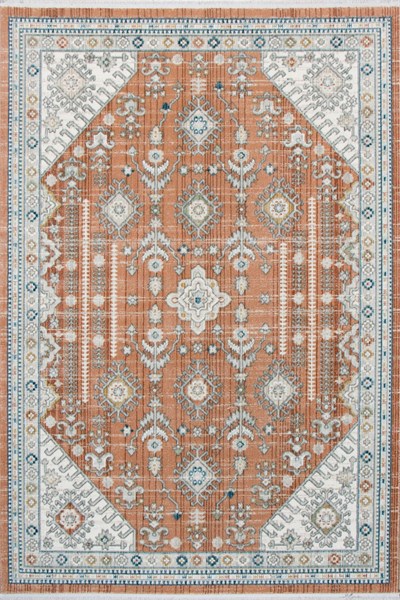 Anadolu Otantik Desen Oturma Odası Salon Halısı Turuncu