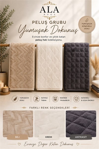Damla Serisi Premium Yumuşak Dokulu Peluş Halı