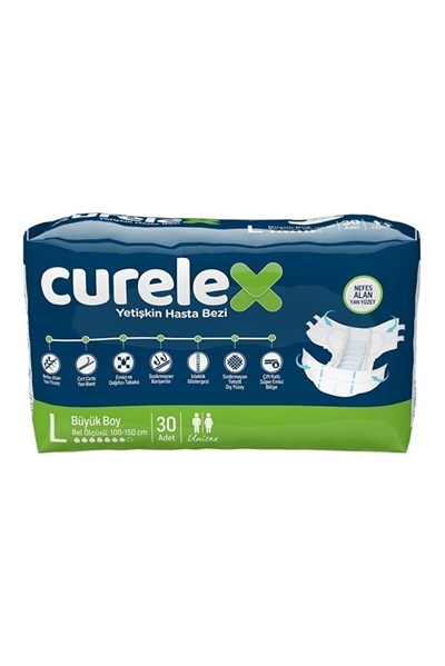 Curelex - Belbantlı Yetişkin Hasta Bezi - L - 120 Adet, 4 Paket