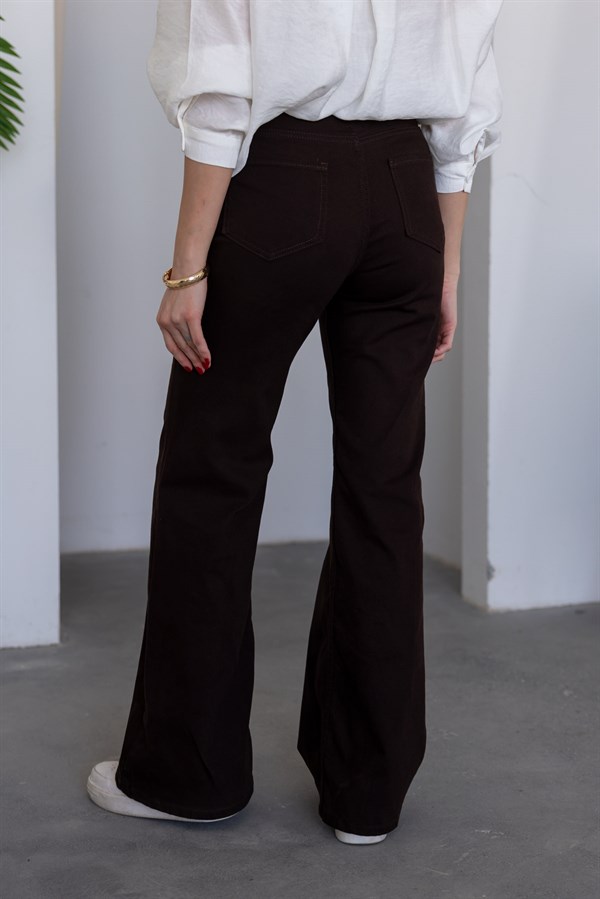 Kemerli Jean Pantolon - KAHVERENGİ