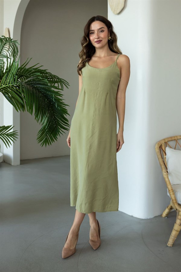 Tencel Gömlek Elbise Takım - YEŞİL