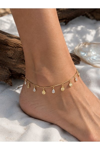 DéMila Solara Zirkon Detaylı Gold Halhal