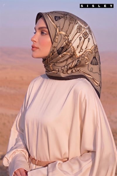 Sisley Elisa Desenli Eşarp S-E-2003 Vizon