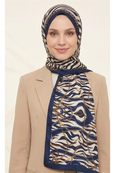 Sisley Esila Desenli Şal S-S-2009 Lacivert