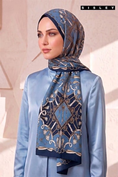 Sisley Esila Desenli Şal S-S-2011 İndigo