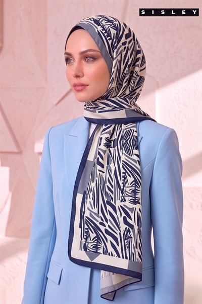 Sisley Esila Desenli Şal S-S-2012 Lacivert