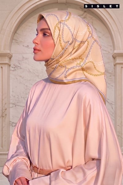 Sisley Saten Kadın İpek Eşarp S-E-2033 Krem