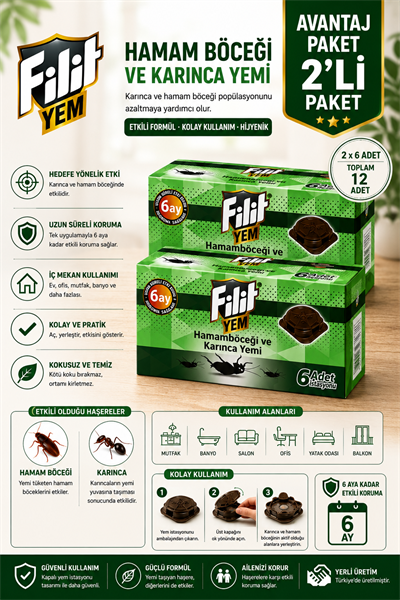 Filit 2 Kutu İstasyonlu Hamam Böceği ve Karınca Yemi