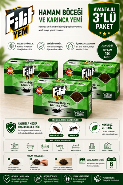 Filit 3 Kutu İstasyonlu Hamam Böceği ve Karınca Yemi