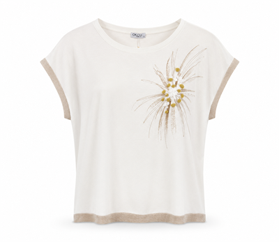 ÇİÇEK BASKI SİMLİ ŞERİTLİ BASIC T-SHIRT