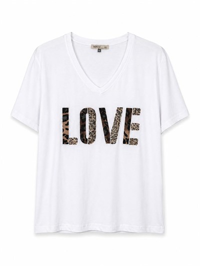 KADIN KISA KOLLU BONCUK İŞLEMELİ V YAKA T-SHIRT