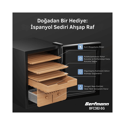 Berfmann Cedro Elektronik Humidor Puro Dolabı (382 Puro Kapasiteli) - BFC382-SG