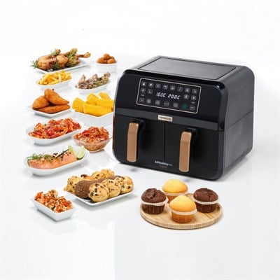 Kenwood Dual BK Copper Çift Pişirme Hazneli Sıcak Hava Fritözü HFP70.000BK