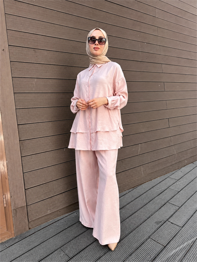 Ceremony 26Y967 Pembe Bluzun Arkası Yırtmaçlı Takım