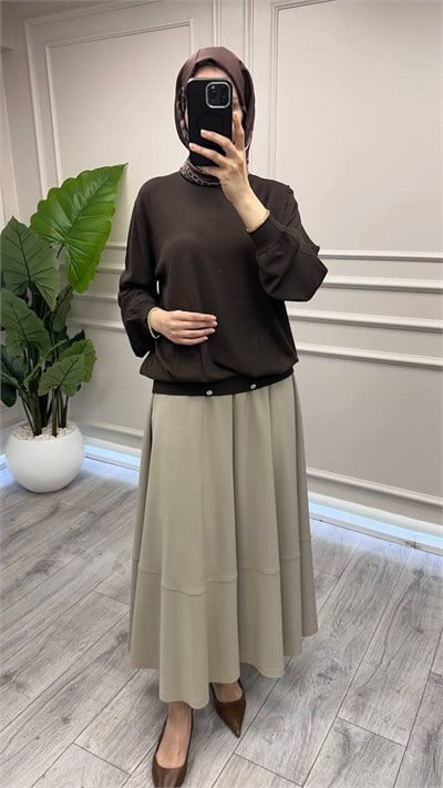 Ghisa 4720T4455 Kahve Düğme Detaylı Triko Tunik