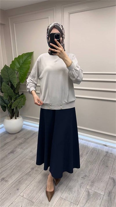 Ghisa 4720T4455 Taş Düğme Detaylı Triko Tunik