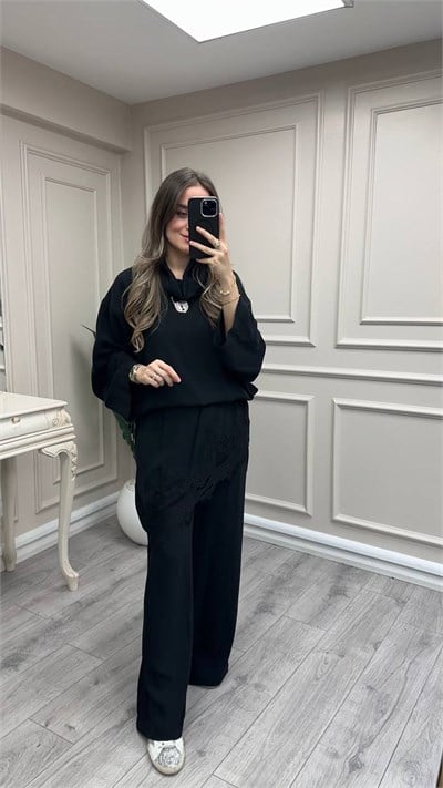 Ghisa 4731T9404 Siyah Yaka Aksesuarlı Takım