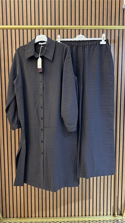 Nuss Triko 27K1096 Kahve Uzun Tunik Takım