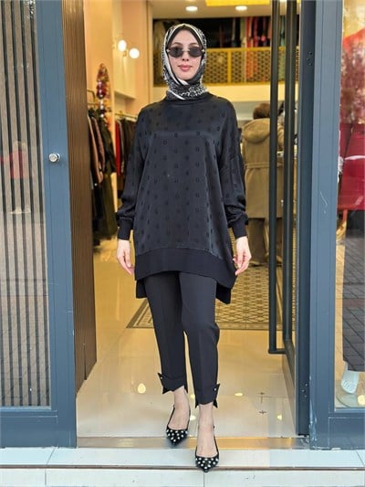 Nuss Triko 27K3043 Siyah Detaylı Tunik