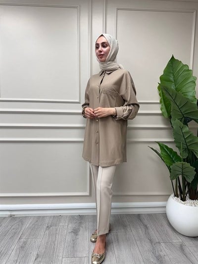 Yusuf Ödemir 26Y1360 Bej Beli Bğalamalı Pantolon 