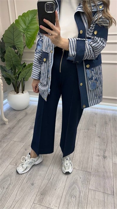 Yusuf Özdemir 1684 Lacivert Fermuar Detaylı Denim Pantolon