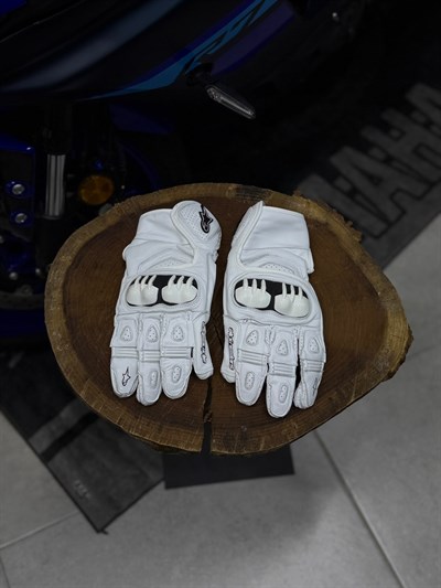 Alpinestars Deri Eldiveni Beyaz Bileksiz
