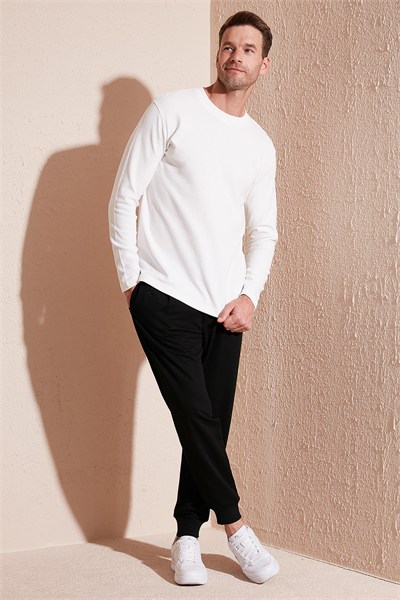 % 100 Pamuk Bisiklet Yaka Regular Fit Erkek Sweat 5905406 EKRU