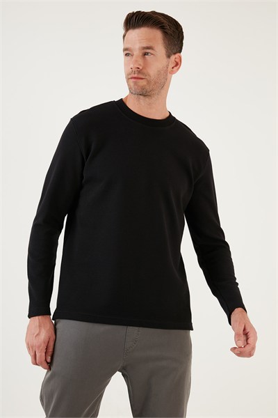 % 100 Pamuk Bisiklet Yaka Regular Fit Erkek Sweat 5905406 SİYAH