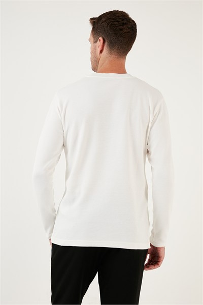 % 100 Pamuk Bisiklet Yaka Regular Fit Erkek Sweat 5905406 EKRU