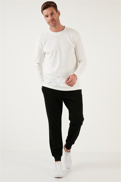 % 100 Pamuk Bisiklet Yaka Regular Fit Erkek Sweat 5905406 EKRU