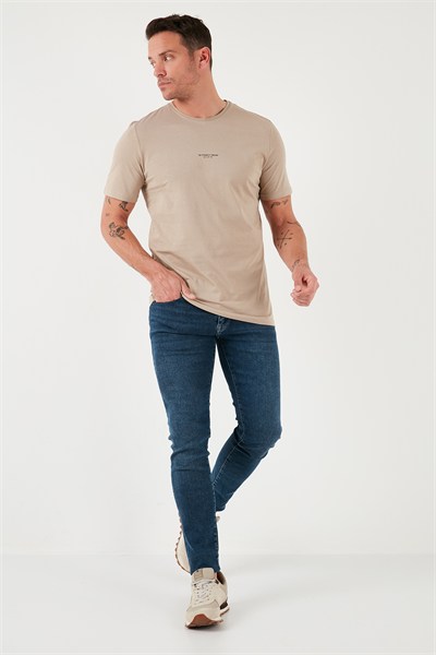 % 100 Pamuk Bisiklet Yaka Regular Fit Erkek T Shirt 5902757 VİZON
