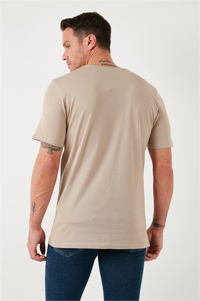 % 100 Pamuk Bisiklet Yaka Regular Fit Erkek T Shirt 5902757 VİZON