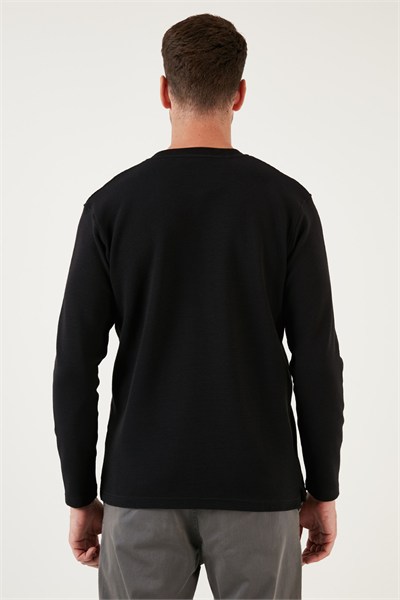 % 100 Pamuk Bisiklet Yaka Regular Fit Erkek Sweat 5905406 SİYAH